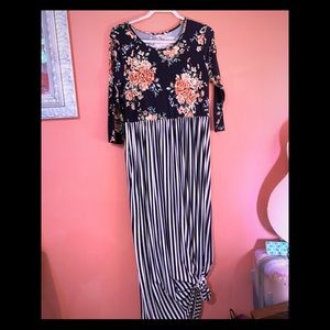 Floral and Striped Maxi